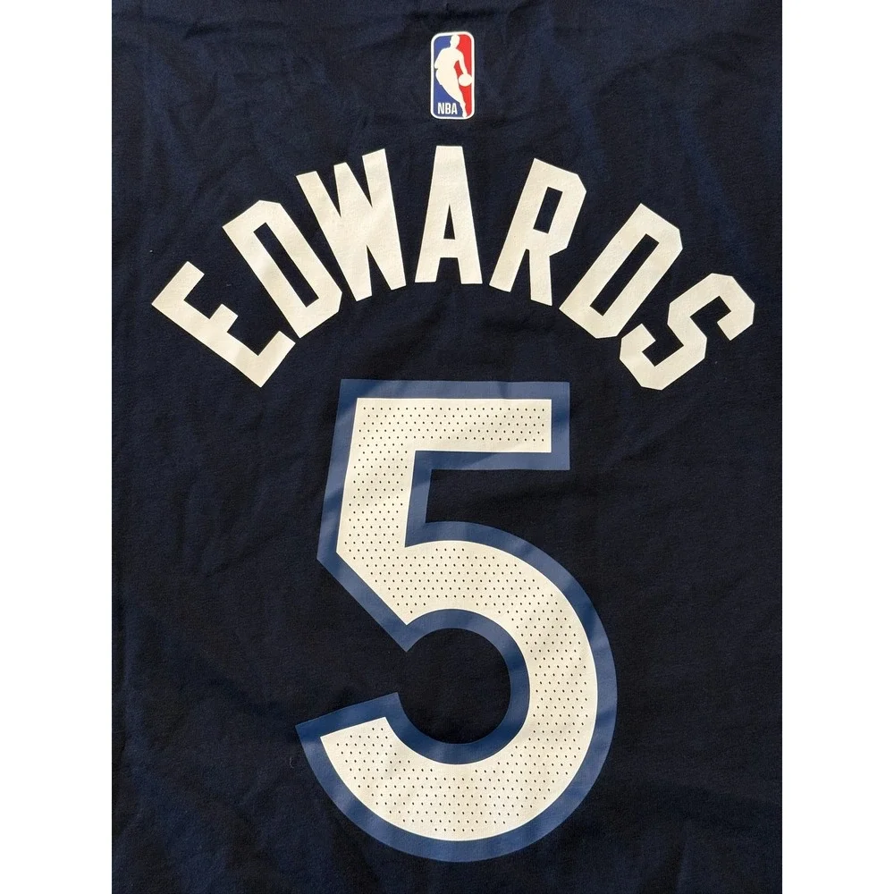 Nike Anthony Edwards Timberwolves Icon Name & Number T-Shirt Men's 2XL Navy